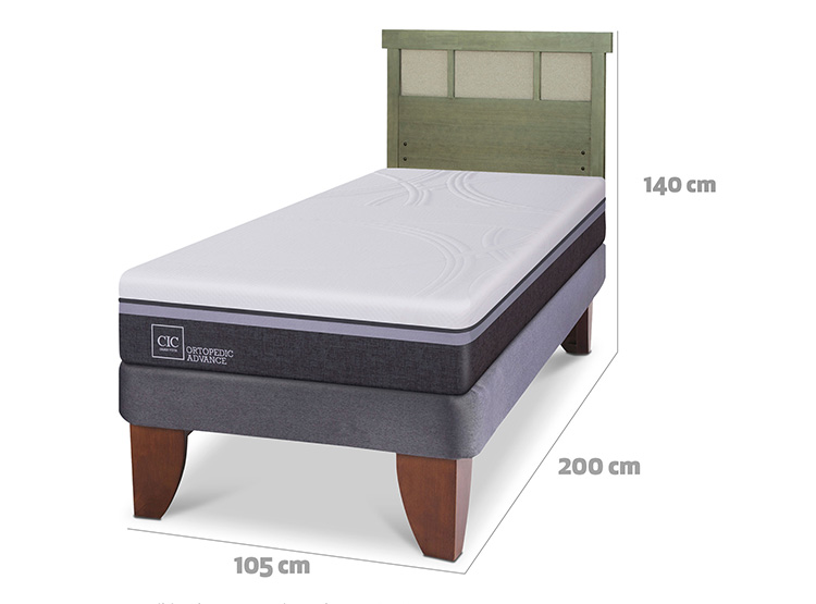 JUEGO DE DORMITORIO CIC CAMA EUROPEA ORTOPEDIC ADVANCE 1.5 PLAZAS + RESPALDO DUBLIN OLIVO - 3