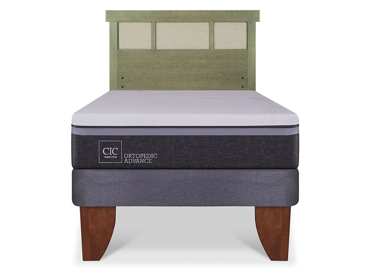 JUEGO DE DORMITORIO CIC CAMA EUROPEA ORTOPEDIC ADVANCE 1.5 PLAZAS + RESPALDO DUBLIN OLIVO - 1