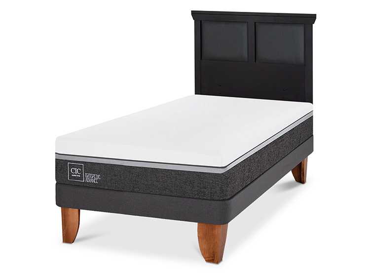 JUEGO DE DORMITORIO CIC CAMA EUROPEA ORTOPEDIC ADVANCE 1.5 PLAZAS + RESPALDO TORINO NEGRO - 2