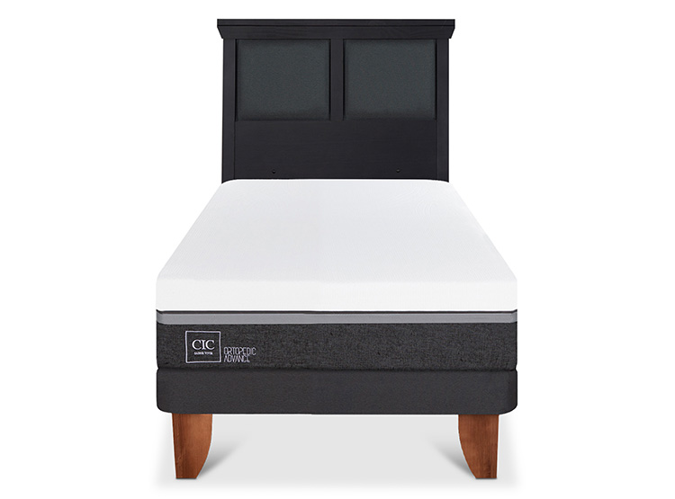 JUEGO DE DORMITORIO CIC CAMA EUROPEA ORTOPEDIC ADVANCE 1.5 PLAZAS + RESPALDO TORINO NEGRO - 1