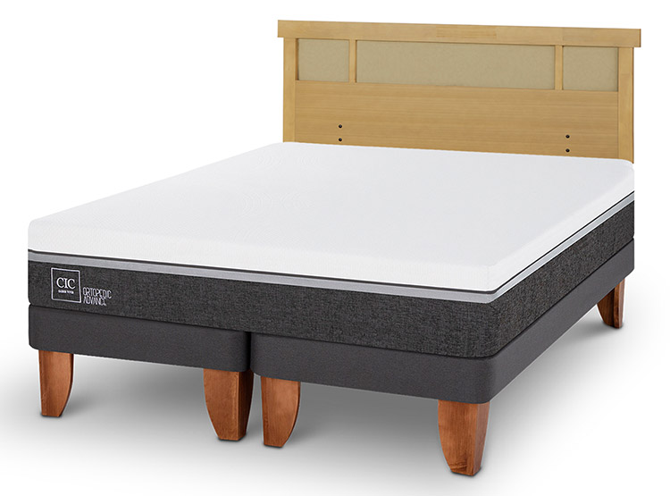 JUEGO DE DORMITORIO CIC CAMA EUROPEA ORTOPEDIC ADVANCE BD 2 PLAZAS + RESPALDO DUBLIN MOSTAZA - 2