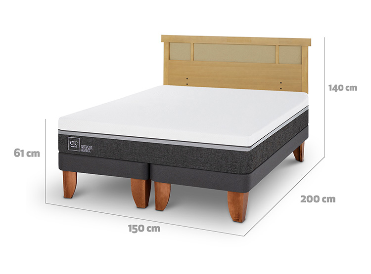 JUEGO DE DORMITORIO CIC CAMA EUROPEA ORTOPEDIC ADVANCE BD 2 PLAZAS + RESPALDO DUBLIN MOSTAZA - 3