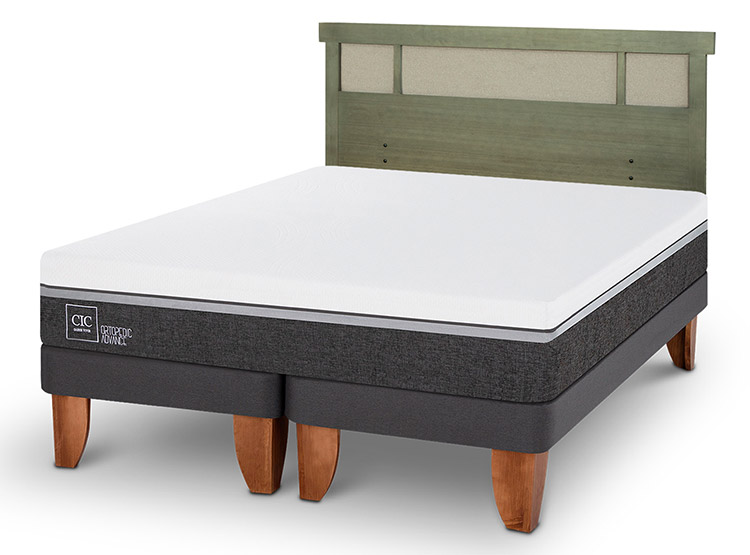 JUEGO DE DORMITORIO CIC CAMA EUROPEA ORTOPEDIC ADVANCE BD 2 PLAZAS + RESPALDO DUBLIN OLIVO - 2