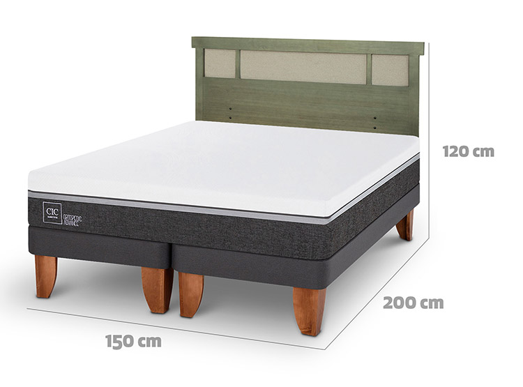 JUEGO DE DORMITORIO CIC CAMA EUROPEA ORTOPEDIC ADVANCE BD 2 PLAZAS + RESPALDO DUBLIN OLIVO - 3