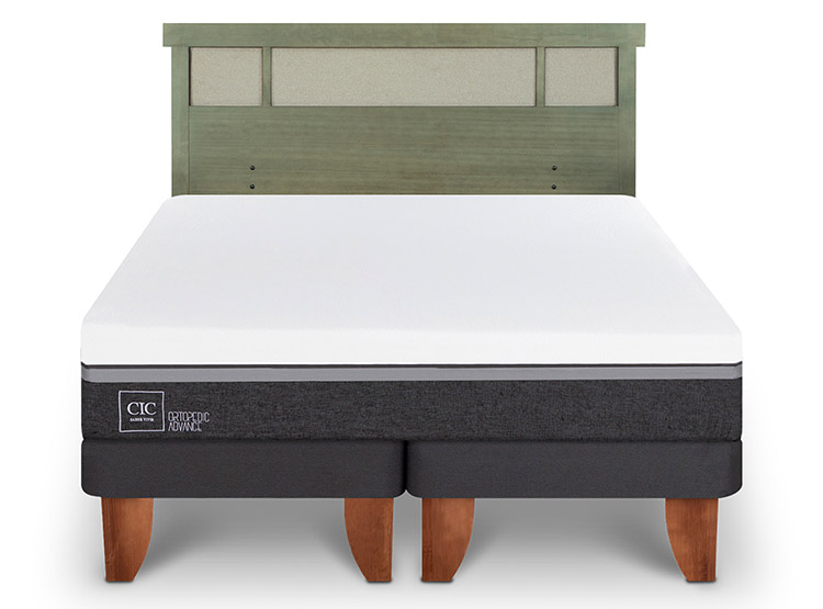 JUEGO DE DORMITORIO CIC CAMA EUROPEA ORTOPEDIC ADVANCE BD 2 PLAZAS + RESPALDO DUBLIN OLIVO - 1
