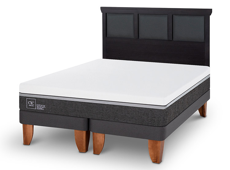 JUEGO DE DORMITORIO CIC CAMA EUROPEA ORTOPEDIC ADVANCE BD 2 PLAZAS + RESPALDO TORINO NEGRO - 2