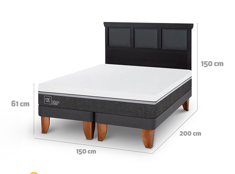 JUEGO DE DORMITORIO CIC CAMA EUROPEA ORTOPEDIC ADVANCE BD 2 PLAZAS + RESPALDO TORINO NEGRO - 3