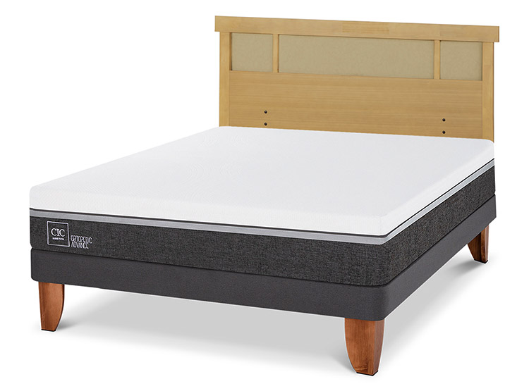 JUEGO DE DORMITORIO CIC CAMA EUROPEA ORTOPEDIC ADVANCE BN 2 PLAZAS + RESPALDO DUBLIN MOSTAZA - 2