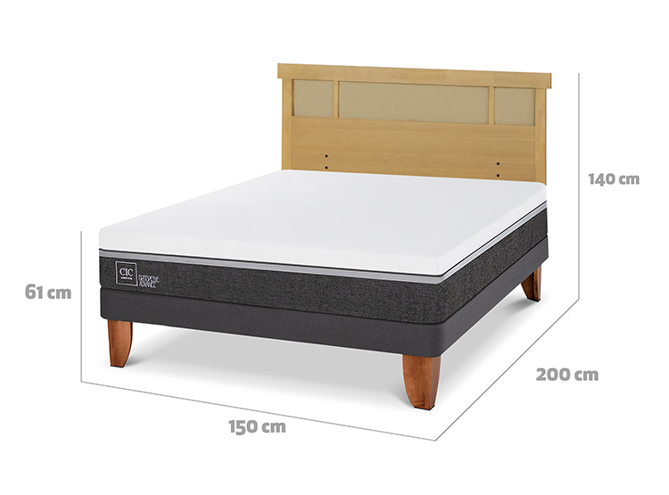 JUEGO DE DORMITORIO CIC CAMA EUROPEA ORTOPEDIC ADVANCE BN 2 PLAZAS + RESPALDO DUBLIN MOSTAZA - 3