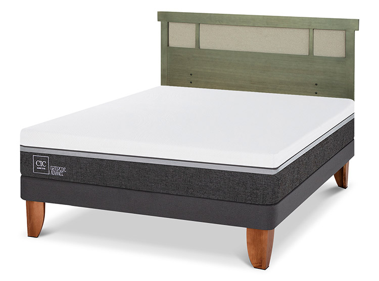 JUEGO DE DORMITORIO CIC CAMA EUROPEA ORTOPEDIC ADVANCE BN 2 PLAZAS + RESPALDO DUBLIN OLIVO - 2