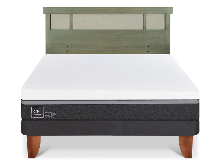 JUEGO DE DORMITORIO CIC CAMA EUROPEA ORTOPEDIC ADVANCE BN 2 PLAZAS + RESPALDO DUBLIN OLIVO - 1