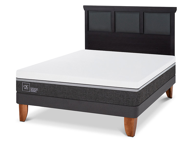 JUEGO DE DORMITORIO CIC CAMA EUROPEA ORTOPEDIC ADVANCE BN 2 PLAZAS + RESPALDO TORINO NEGRO - 2