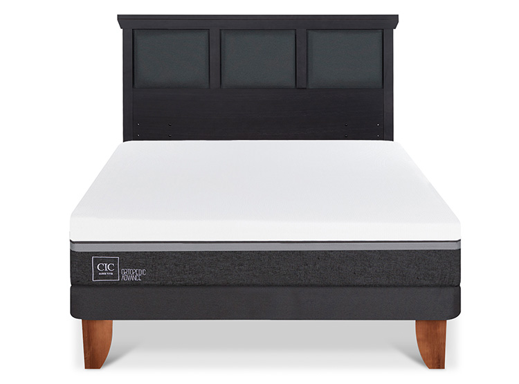 JUEGO DE DORMITORIO CIC CAMA EUROPEA ORTOPEDIC ADVANCE BN 2 PLAZAS + RESPALDO TORINO NEGRO - 1