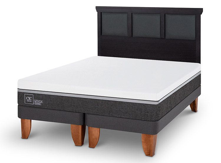 JUEGO DE DORMITORIO CIC CAMA EUROPEA ORTOPEDIC ADVANCE KING + RESPALDO TORINO NEGRO - 2