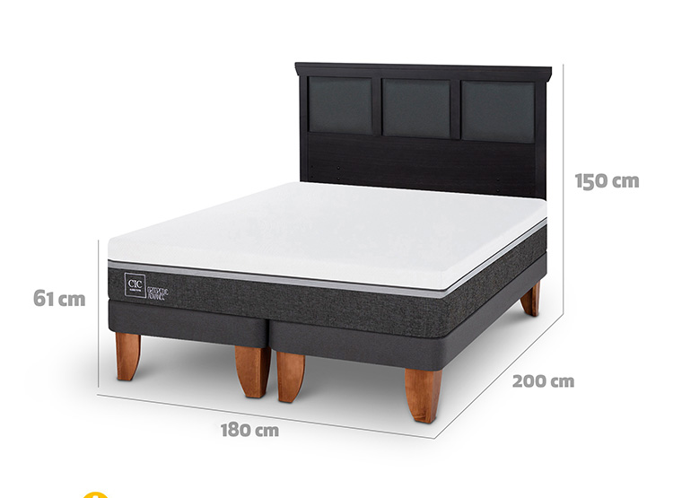 JUEGO DE DORMITORIO CIC CAMA EUROPEA ORTOPEDIC ADVANCE KING + RESPALDO TORINO NEGRO - 3