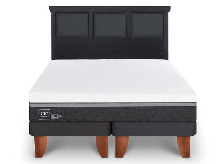 JUEGO DE DORMITORIO CIC CAMA EUROPEA ORTOPEDIC ADVANCE KING + RESPALDO TORINO NEGRO - 1