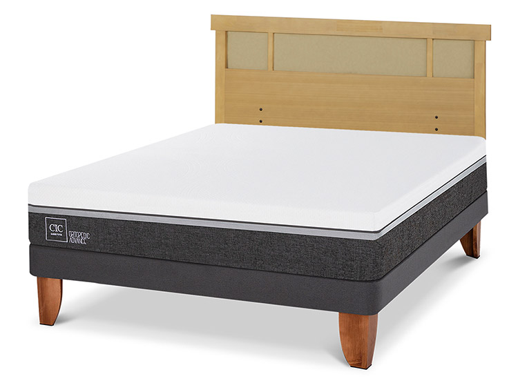 JUEGO DE DORMITORIO CIC CAMA EUROPEA ORTOPEDIC ADVANCE KING + RESPALDO DUBLIN MOSTAZA - 2