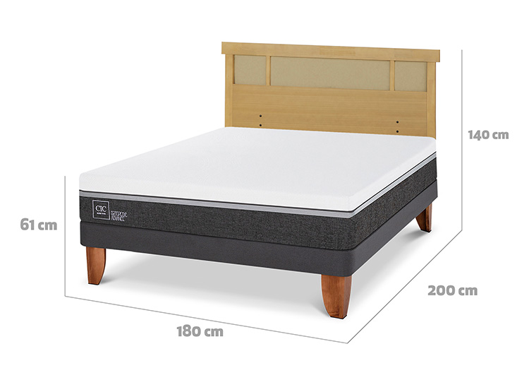 JUEGO DE DORMITORIO CIC CAMA EUROPEA ORTOPEDIC ADVANCE KING + RESPALDO DUBLIN MOSTAZA - 3