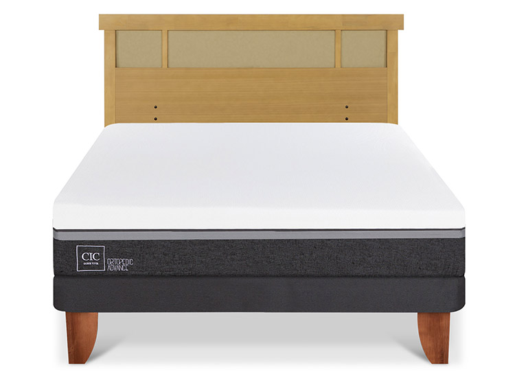 JUEGO DE DORMITORIO CIC CAMA EUROPEA ORTOPEDIC ADVANCE KING + RESPALDO DUBLIN MOSTAZA - 1