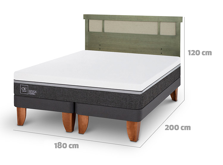 JUEGO DE DORMITORIO CIC CAMA EUROPEA ORTOPEDIC ADVANCE KING + RESPALDO DUBLIN OLIVO - 3