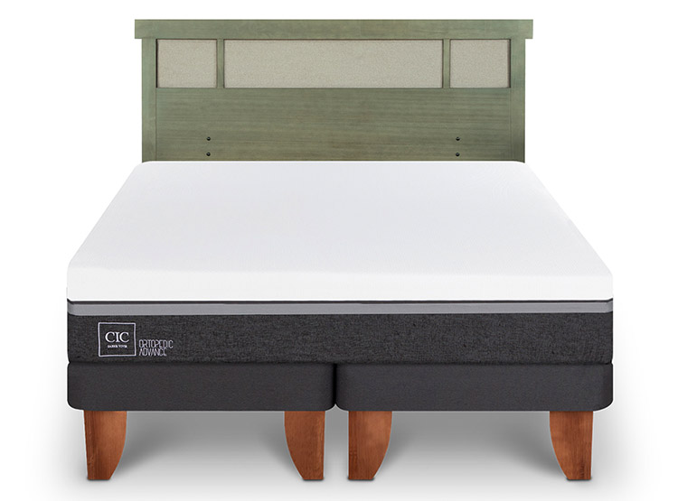 JUEGO DE DORMITORIO CIC CAMA EUROPEA ORTOPEDIC ADVANCE KING + RESPALDO DUBLIN OLIVO - 1