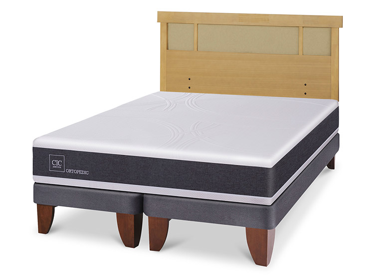 JUEGO DE DORMITORIO CIC CAMA EUROPEA ORTOPEDIC KING + RESPALDO DUBLIN MOSTAZA - 2