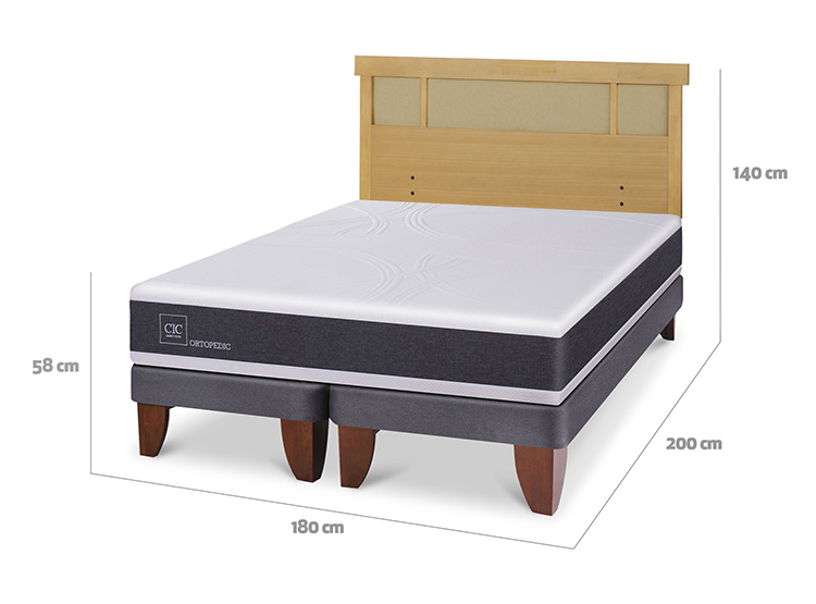 JUEGO DE DORMITORIO CIC CAMA EUROPEA ORTOPEDIC KING + RESPALDO DUBLIN MOSTAZA - 3