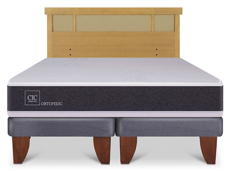 JUEGO DE DORMITORIO CIC CAMA EUROPEA ORTOPEDIC KING + RESPALDO DUBLIN MOSTAZA - 1