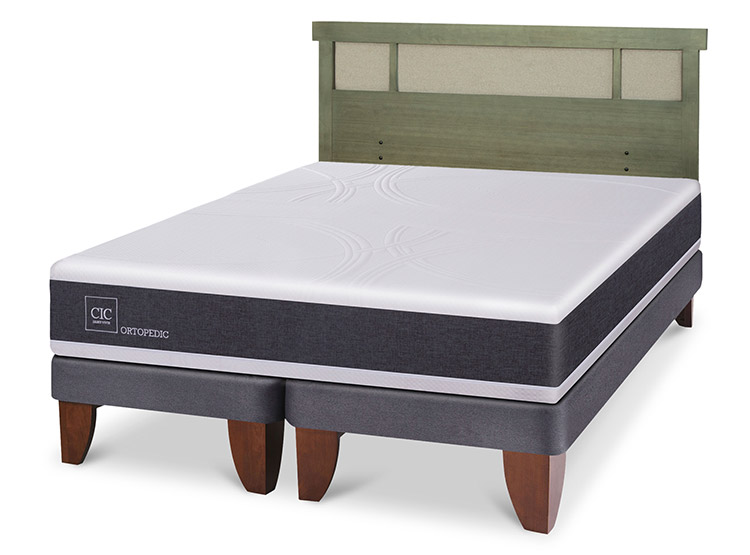 JUEGO DE DORMITORIO CIC CAMA EUROPEA ORTOPEDIC KING + RESPALDO DUBLIN OLIVO - 2