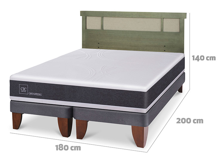 JUEGO DE DORMITORIO CIC CAMA EUROPEA ORTOPEDIC KING + RESPALDO DUBLIN OLIVO - 3