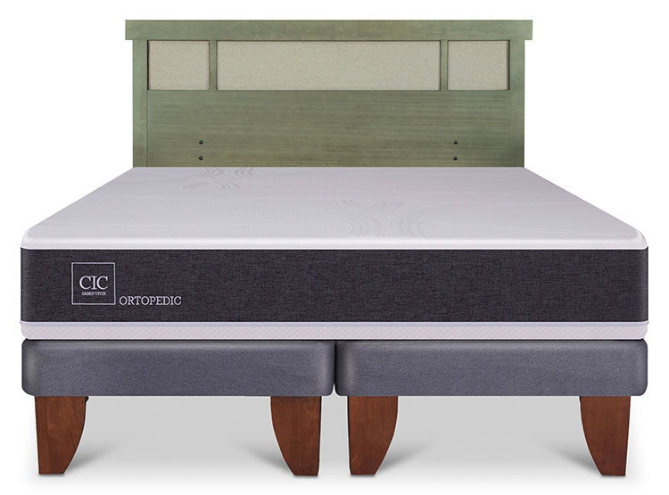 JUEGO DE DORMITORIO CIC CAMA EUROPEA ORTOPEDIC KING + RESPALDO DUBLIN OLIVO - 1