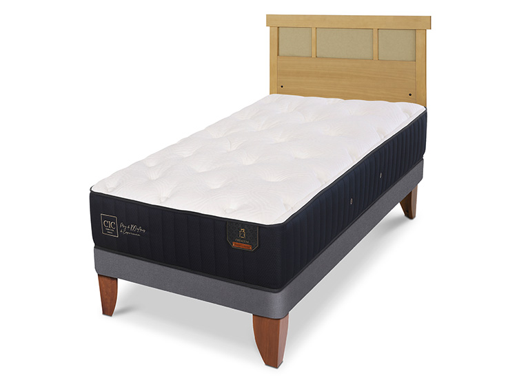 JUEGO DE DORMITORIO CIC CAMA EUROPEA PREMIUM 1.5 PLAZAS + RESPALDO DUBLIN MOSTAZA - 2