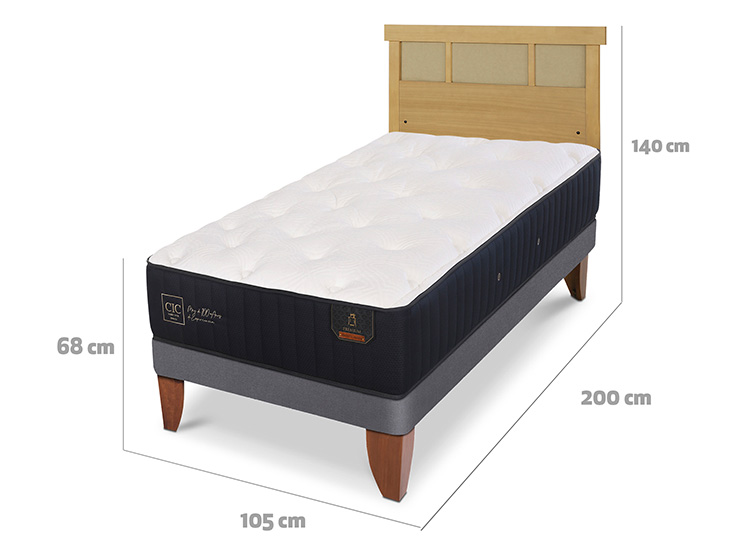 JUEGO DE DORMITORIO CIC CAMA EUROPEA PREMIUM 1.5 PLAZAS + RESPALDO DUBLIN MOSTAZA - 3