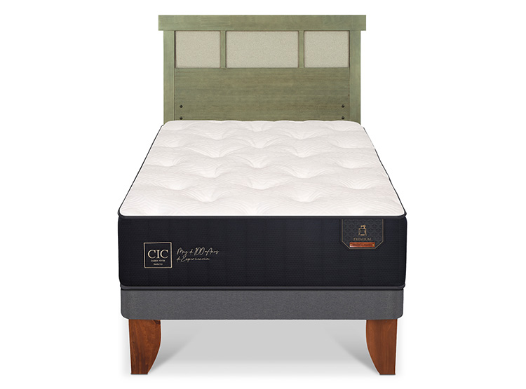 JUEGO DE DORMITORIO CIC CAMA EUROPEA PREMIUM 1.5 PLAZAS + RESPALDO DUBLIN OLIVO - 1