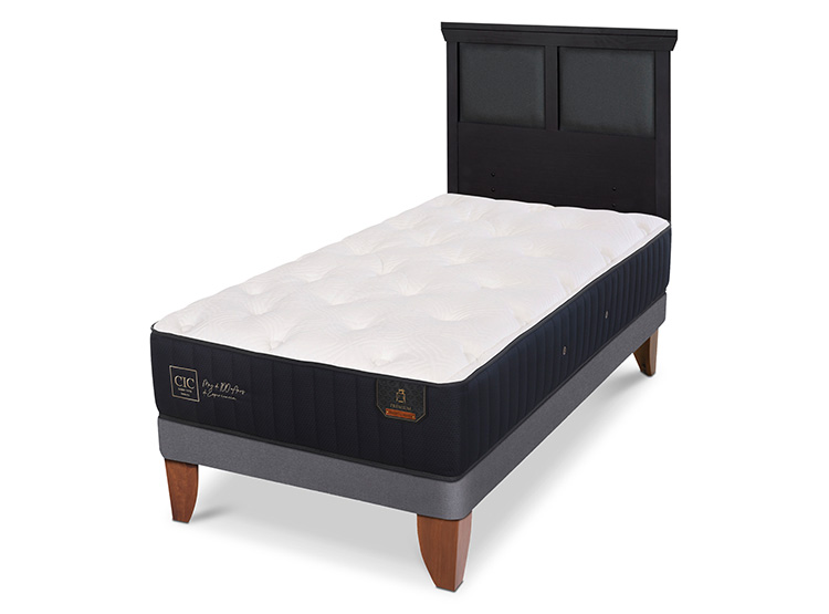 JUEGO DE DORMITORIO CIC CAMA EUROPEA PREMIUM 1.5 PLAZAS + RESPALDO TORINO NEGRO - 2