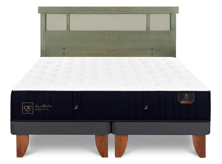 JUEGO DE DORMITORIO CIC CAMA EUROPEA PREMIUM BD 2 PLAZAS + RESPALDO DUBLIN OLIVO - 1