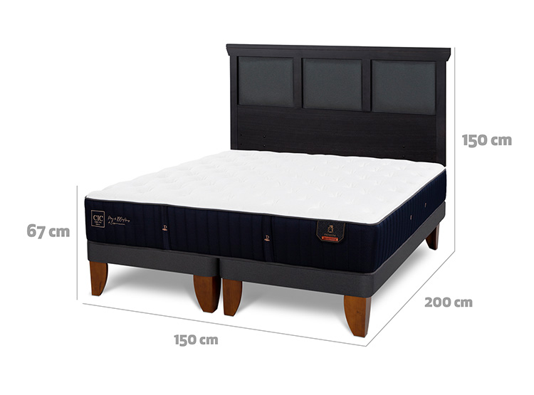 JUEGO DE DORMITORIO CIC CAMA EUROPEA PREMIUM BD 2 PLAZAS + RESPALDO TORINO NEGRO - 3