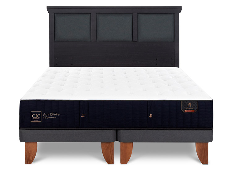 JUEGO DE DORMITORIO CIC CAMA EUROPEA PREMIUM BD 2 PLAZAS + RESPALDO TORINO NEGRO - 1