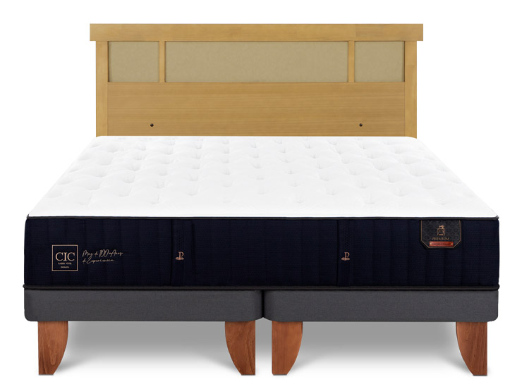 JUEGO DE DORMITORIO CIC CAMA EUROPEA PREMIUM KING + RESPALDO DUBLIN MOSTAZA - 1