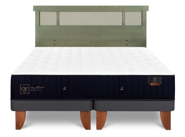 JUEGO DE DORMITORIO CIC CAMA EUROPEA PREMIUM KING + RESPALDO DUBLIN OLIVO - 1