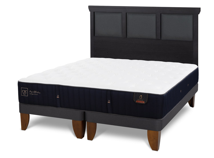 JUEGO DE DORMITORIO CIC CAMA EUROPEA PREMIUM KING + RESPALDO TORINO NEGRO - 2