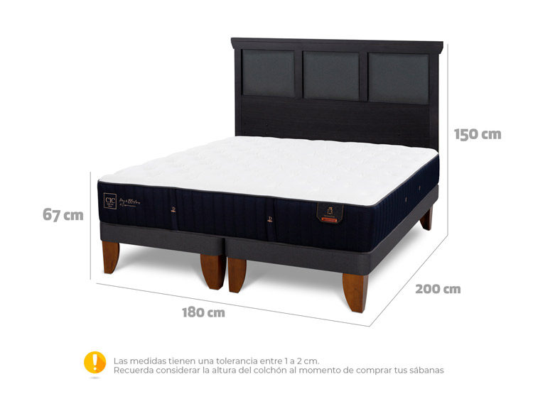 JUEGO DE DORMITORIO CIC CAMA EUROPEA PREMIUM KING + RESPALDO TORINO NEGRO - 3