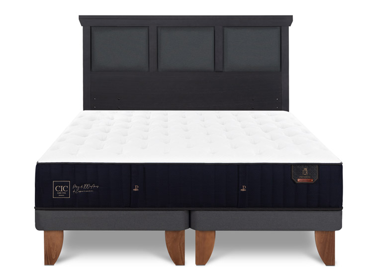 JUEGO DE DORMITORIO CIC CAMA EUROPEA PREMIUM KING + RESPALDO TORINO NEGRO - 1