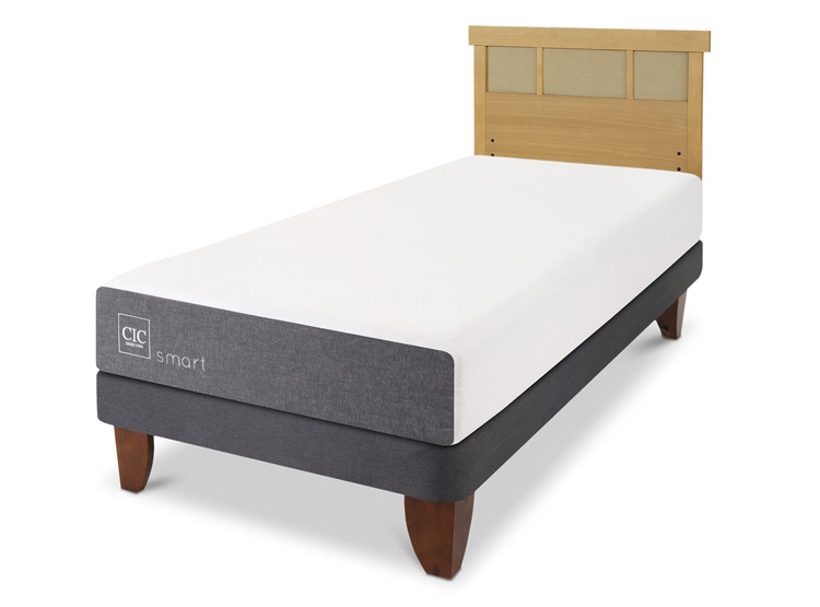 JUEGO DE DORMITORIO CIC CAMA EUROPEA SMART 1.5 PLAZAS + RESPALDO DUBLIN MOSTAZA - 2