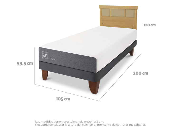 JUEGO DE DORMITORIO CIC CAMA EUROPEA SMART 1.5 PLAZAS + RESPALDO DUBLIN MOSTAZA - 3