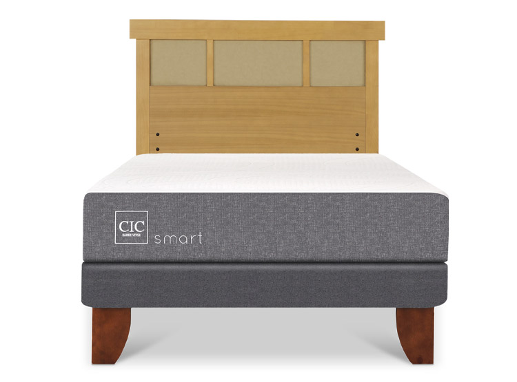 JUEGO DE DORMITORIO CIC CAMA EUROPEA SMART 1.5 PLAZAS + RESPALDO DUBLIN MOSTAZA - 1