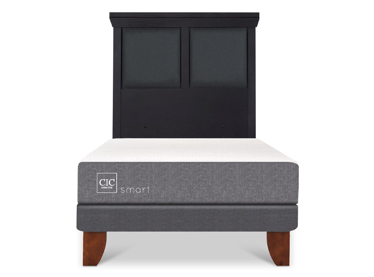 JUEGO DE DORMITORIO CIC CAMA EUROPEA SMART 1.5 PLAZAS + RESPALDO TORINO NEGRO - 1