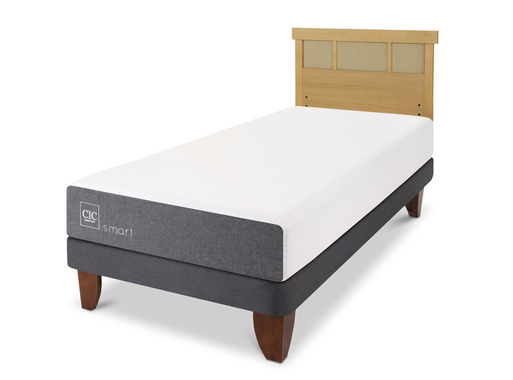 JUEGO DE DORMITORIO CIC CAMA EUROPEA SMART 1 PLAZA + RESPALDO DUBLIN MOSTAZA - 2