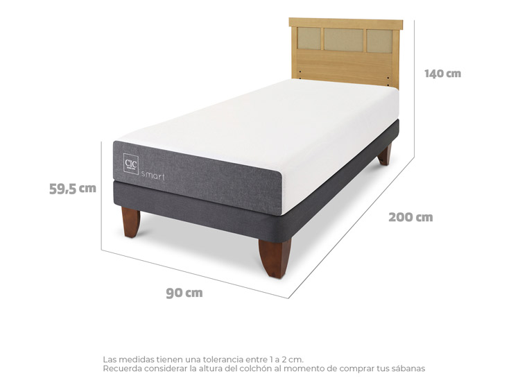 JUEGO DE DORMITORIO CIC CAMA EUROPEA SMART 1 PLAZA + RESPALDO DUBLIN MOSTAZA - 3