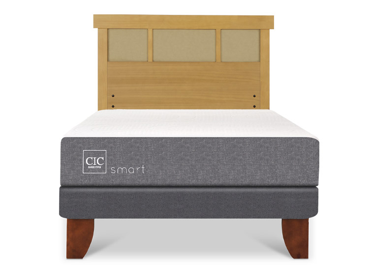 JUEGO DE DORMITORIO CIC CAMA EUROPEA SMART 1 PLAZA + RESPALDO DUBLIN MOSTAZA - 1